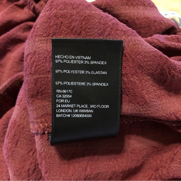 Urban Outfitters Kimchi Blue Maroon Plaid Ruffle Off Shoulder Crop Top Size XS - Picture 8 of 11